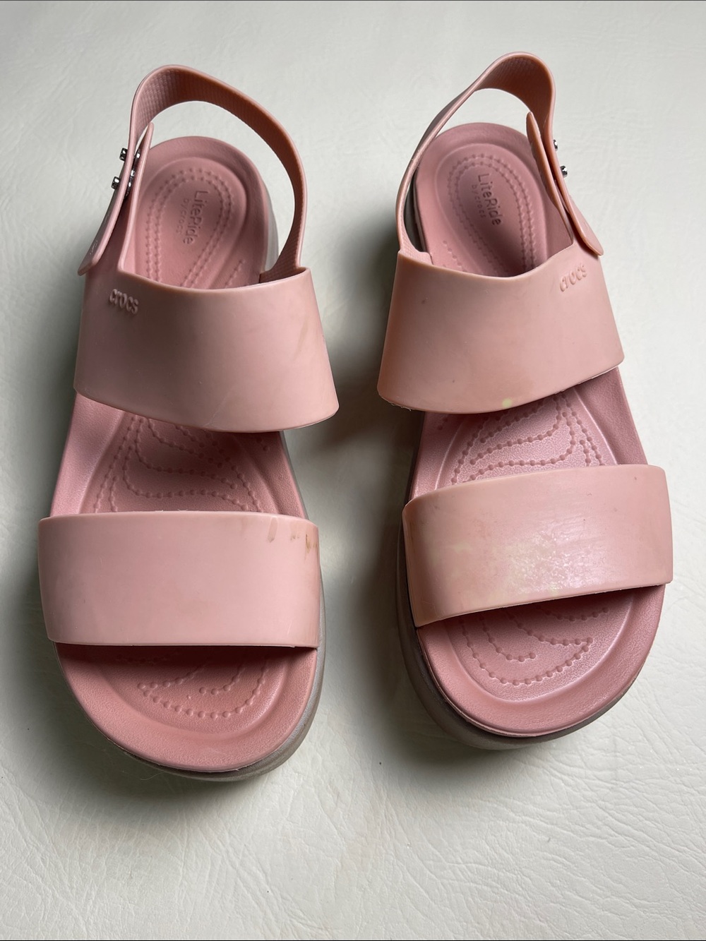 Crocs Lightride wedge platform sandals pink size 9